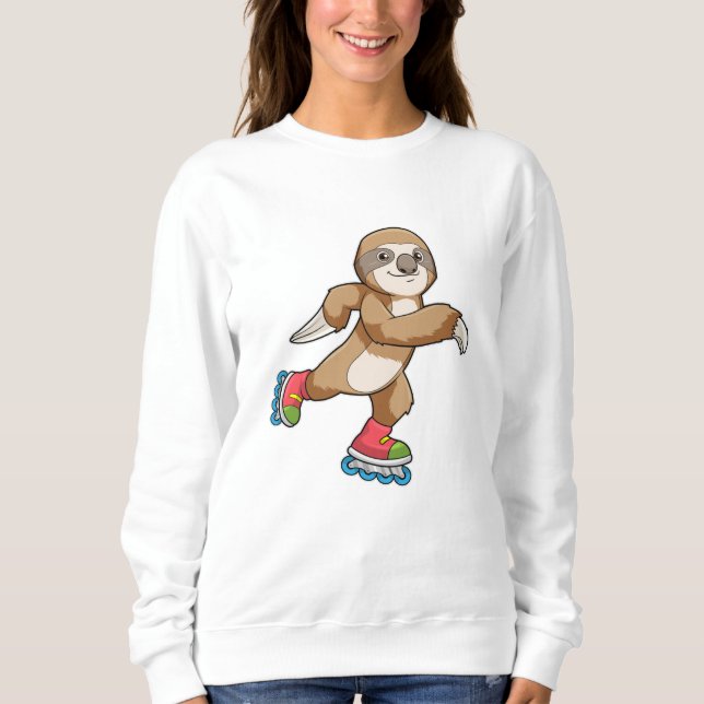 Sloth as Skater with Inline skates Sweatshirt (Front)