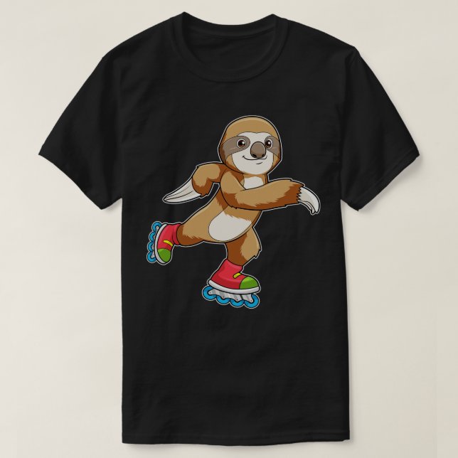 Sloth as Skater with Inline skates T-Shirt (Design Front)