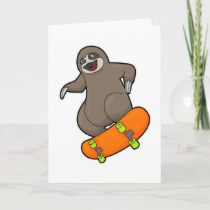 Sloth as Skater with Skateboard Card