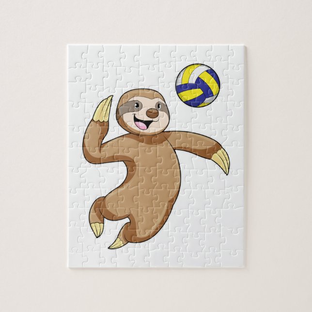 Sloth as Volleyball player with Volleyball Jigsaw Puzzle (Vertical)