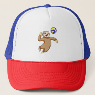Sloth as Volleyball player with Volleyball Trucker Hat