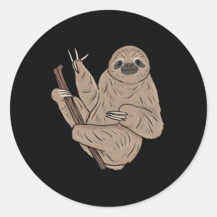 Sloth Asl Hand Gesture Deaf Hearing Loss Awareness Classic Round Sticker