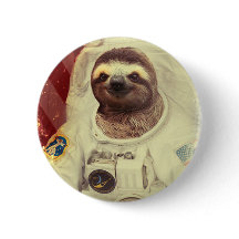 Sloth Astronaut Button