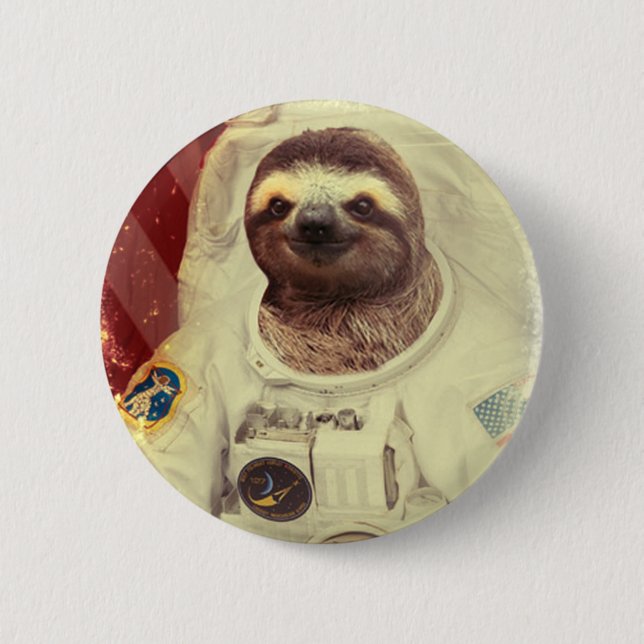 Sloth Astronaut Button (Front)