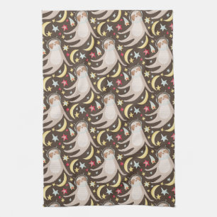 Sloth Astronaut Pattern Kitchen Towel