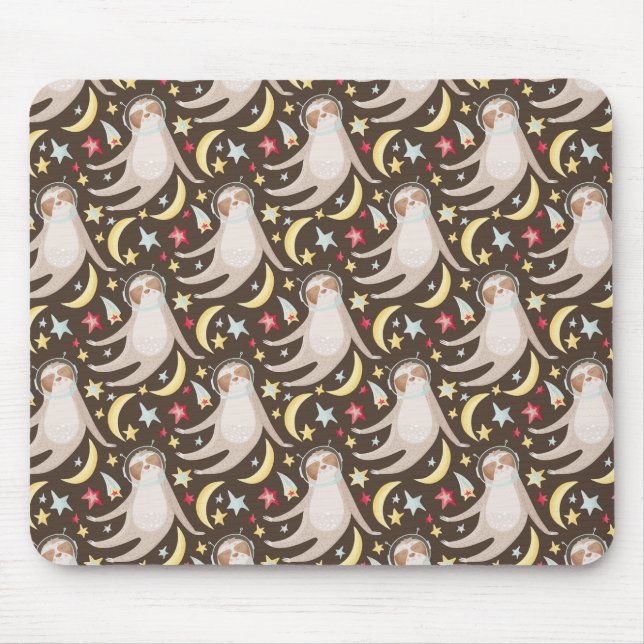 Sloth Astronaut Pattern Mouse Pad (Front)