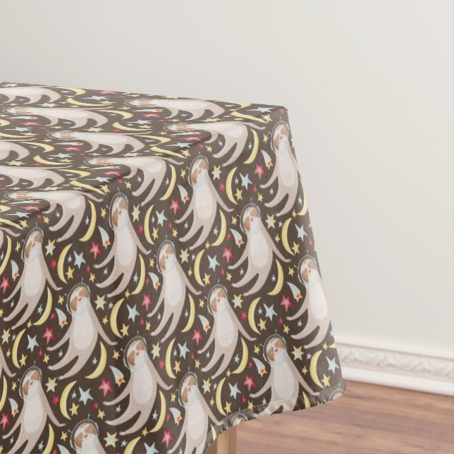 Sloth Astronaut Pattern Tablecloth (In Situ)