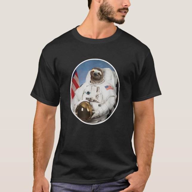 Sloth Astronaut Shirt Funny Sloth Gift Outer Space (Front)