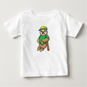 Sloth at Baseball with Baseball bat Baby T-Shirt
