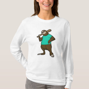Sloth at Baseball with Baseball bat T-Shirt