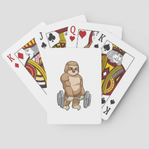 Sloth at Bodybuilding with Barbell Playing Cards
