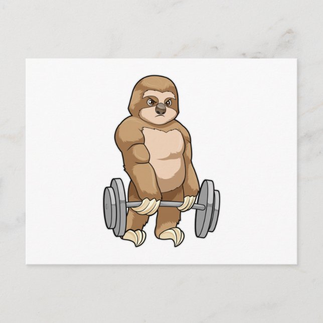 Sloth at Bodybuilding with Barbell Postcard (Front)