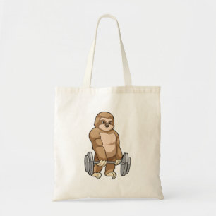Sloth at Bodybuilding with Barbell Tote Bag