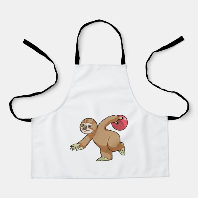 Sloth at Bowling with Bowling ball Apron (Front)