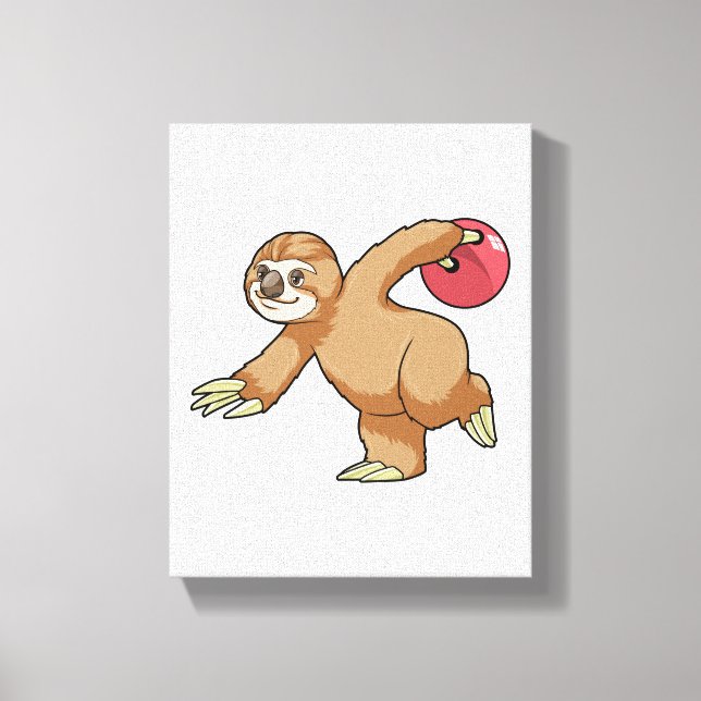 Sloth at Bowling with Bowling ball Canvas Print (Front)