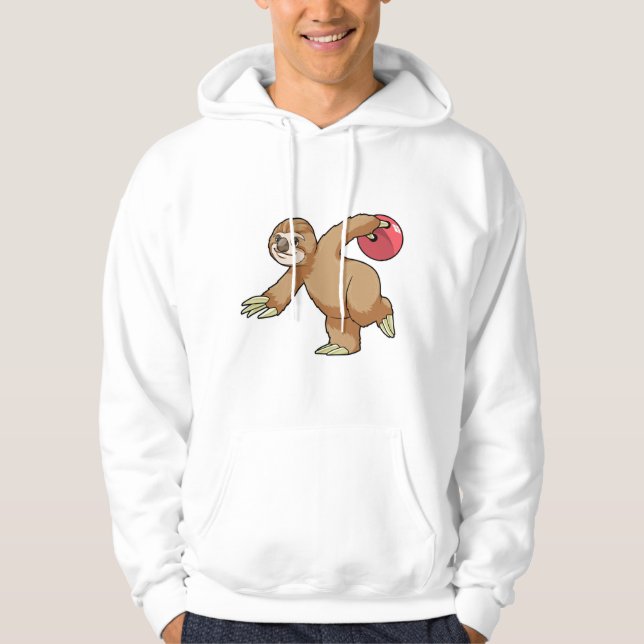 Sloth at Bowling with Bowling ball Hoodie (Front)