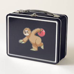 Sloth at Bowling with Bowling ball Metal Lunch Box