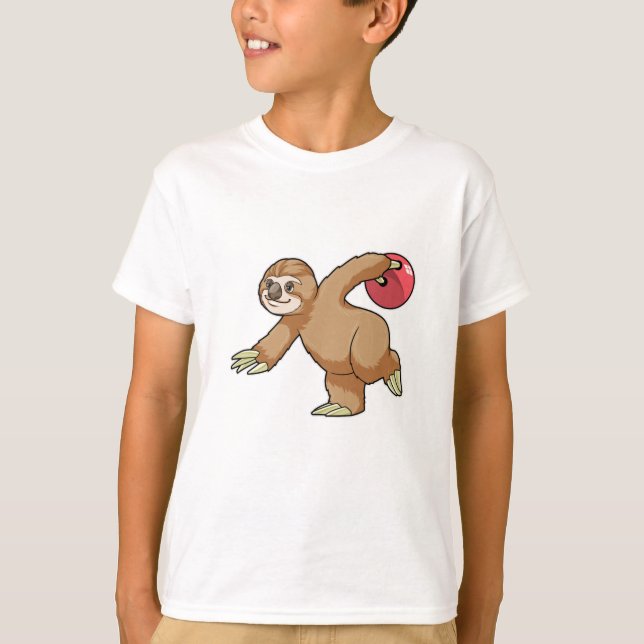 Sloth at Bowling with Bowling ball T-Shirt (Front)