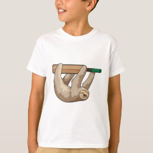 Sloth at Cricket with Cricket bat T-Shirt