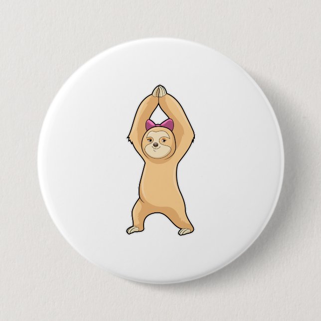 Sloth at Fitness Sports 3 Inch Round Button (Front)