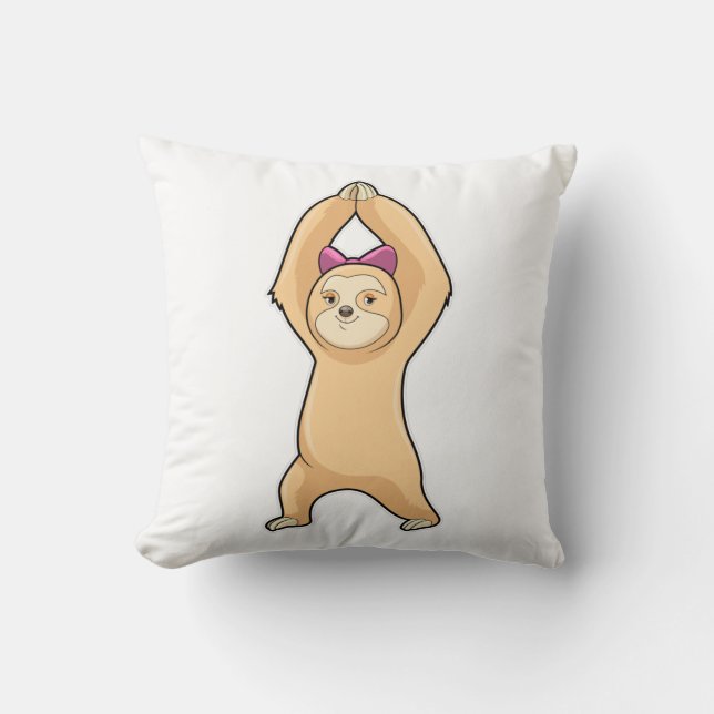 Sloth at Fitness Sports Throw Pillow (Front)