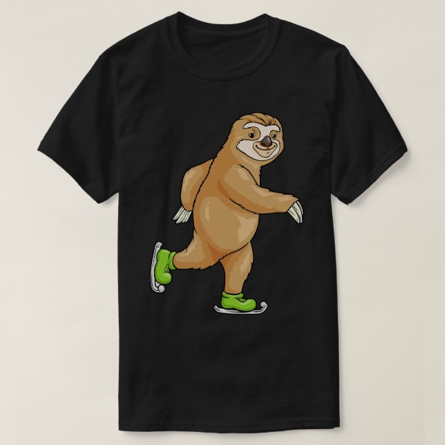 Sloth at ice skating with ice skates 2 T-Shirt (Design Front)