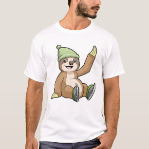 Sloth at Ice skating with Ice skates T-Shirt