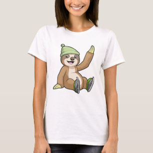 Sloth at Ice skating with Ice skates T-Shirt