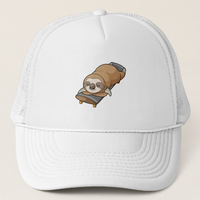 Sloth at Sleeping with Skateboard Trucker Hat (Front)