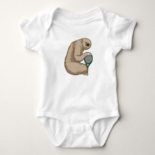 Sloth at Tennis with Tennis racket Baby Bodysuit