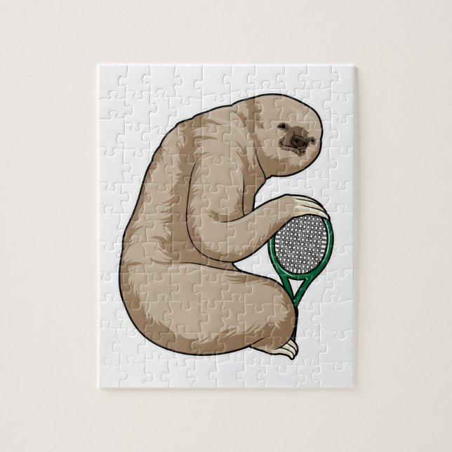 Sloth at Tennis with Tennis racket Jigsaw Puzzle (Vertical)