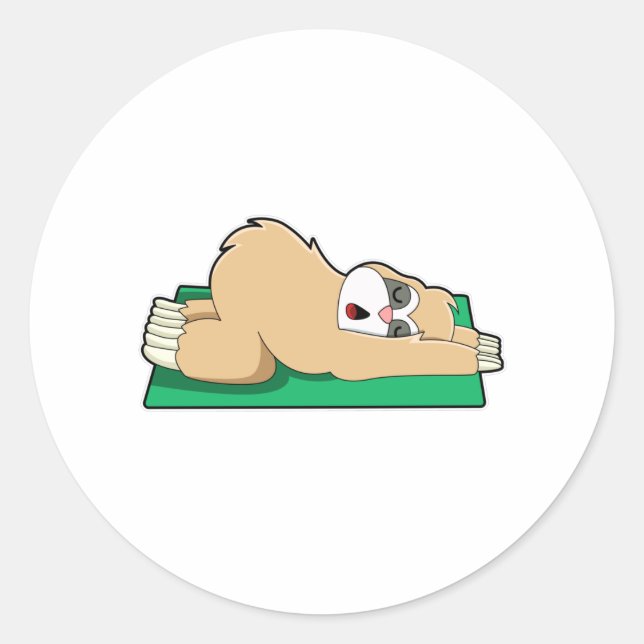 Sloth at Yoga on Yoga mat Classic Round Sticker (Front)