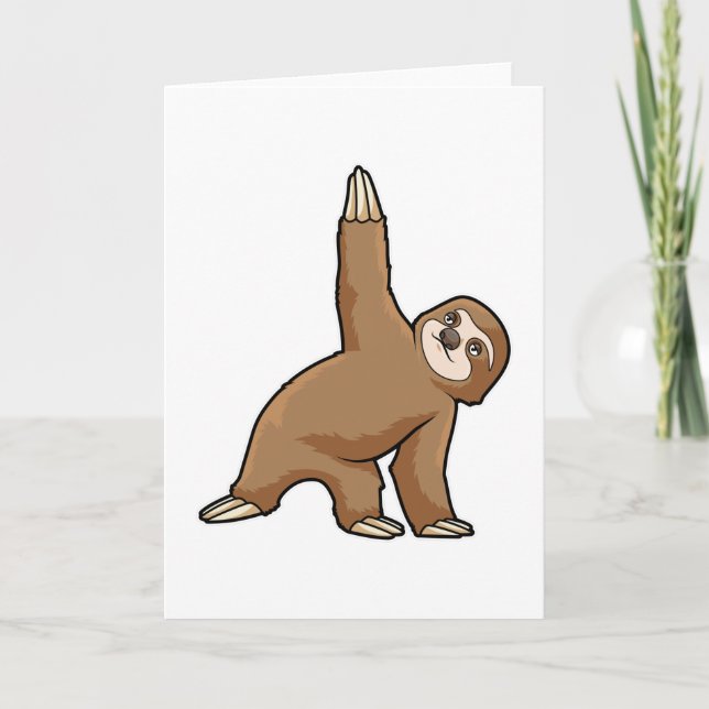 Sloth at Yoga Stretching exercises Legs Card (Front)