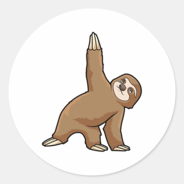 Sloth at Yoga Stretching exercises Legs Classic Round Sticker (Front)