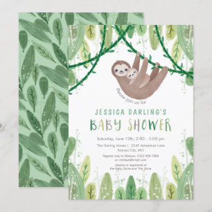 Sloth Baby Boy Shower Jungle Theme Invitation