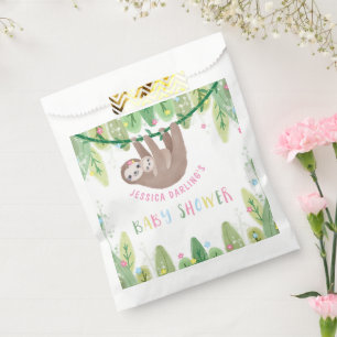 Sloth Baby Girl Shower Jungle Theme Favour Bag