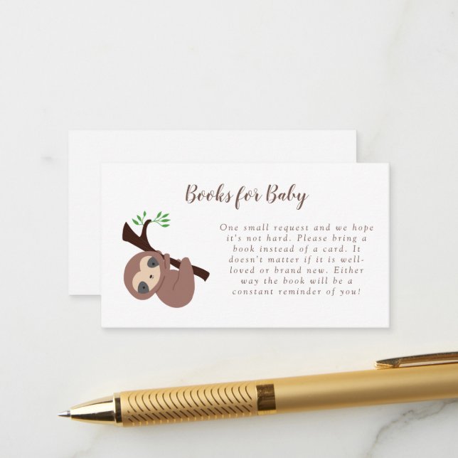 Sloth Baby shower Demande de carte Cute Kawaii (Devant/Arrière en situation)