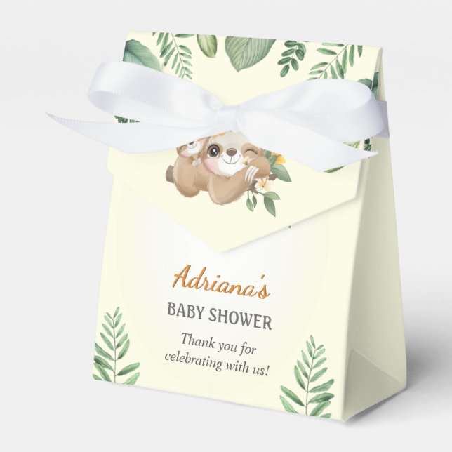 Sloth Baby Shower Gender Neutral Sprinkle Candy Favor Box (Front Side)