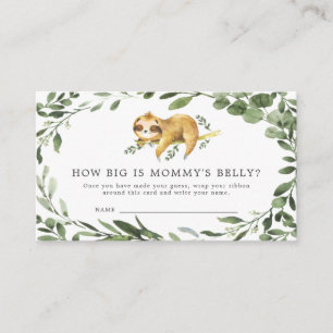 Sloth Baby Shower How Big is Mommy's Belly Card
