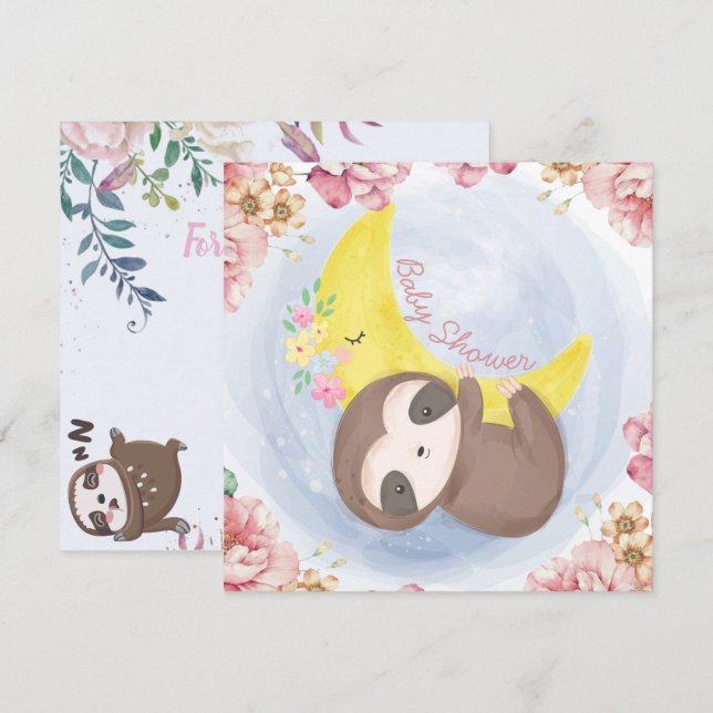Sloth Baby Shower Invitation (Front/Back)