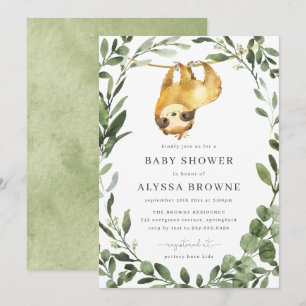 Sloth Baby Shower Invitation   Cute Woodland Theme