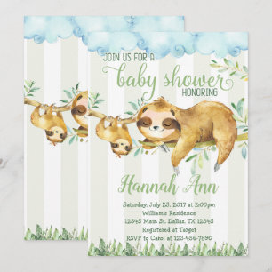 Sloth Baby Shower Invitation Invite