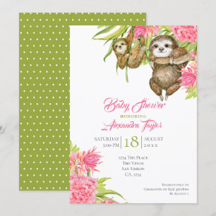 Sloth Baby Shower Personalized Invitation