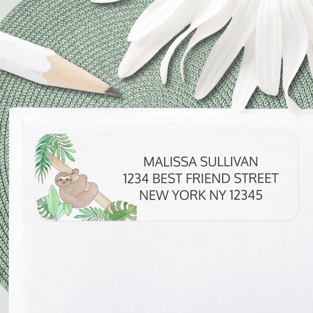 Sloth Baby Shower Return Address (Creator Uploaded)