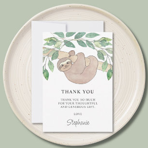 Sloth Baby Shower Thank You Card