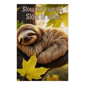 Sloth Baby Sleeping in tree quote  Poster