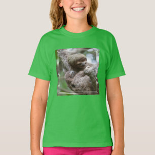 Sloth Baby with Mother Hanging from a Tree T-Shirt