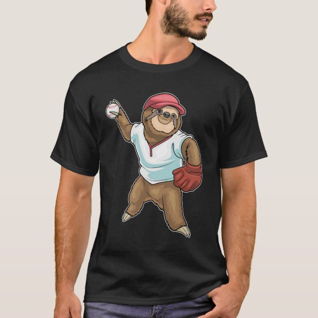 Sloth Baseball Baseball glove T-Shirt (Front)