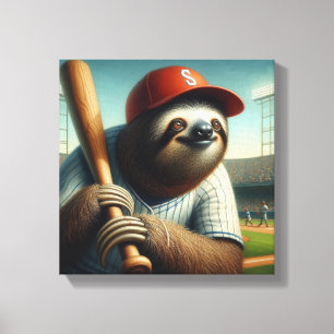 Sloth Baseball Player Canvas Print