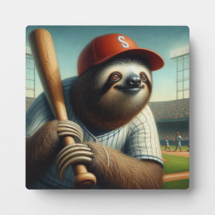 Sloth Baseball Player Plaque